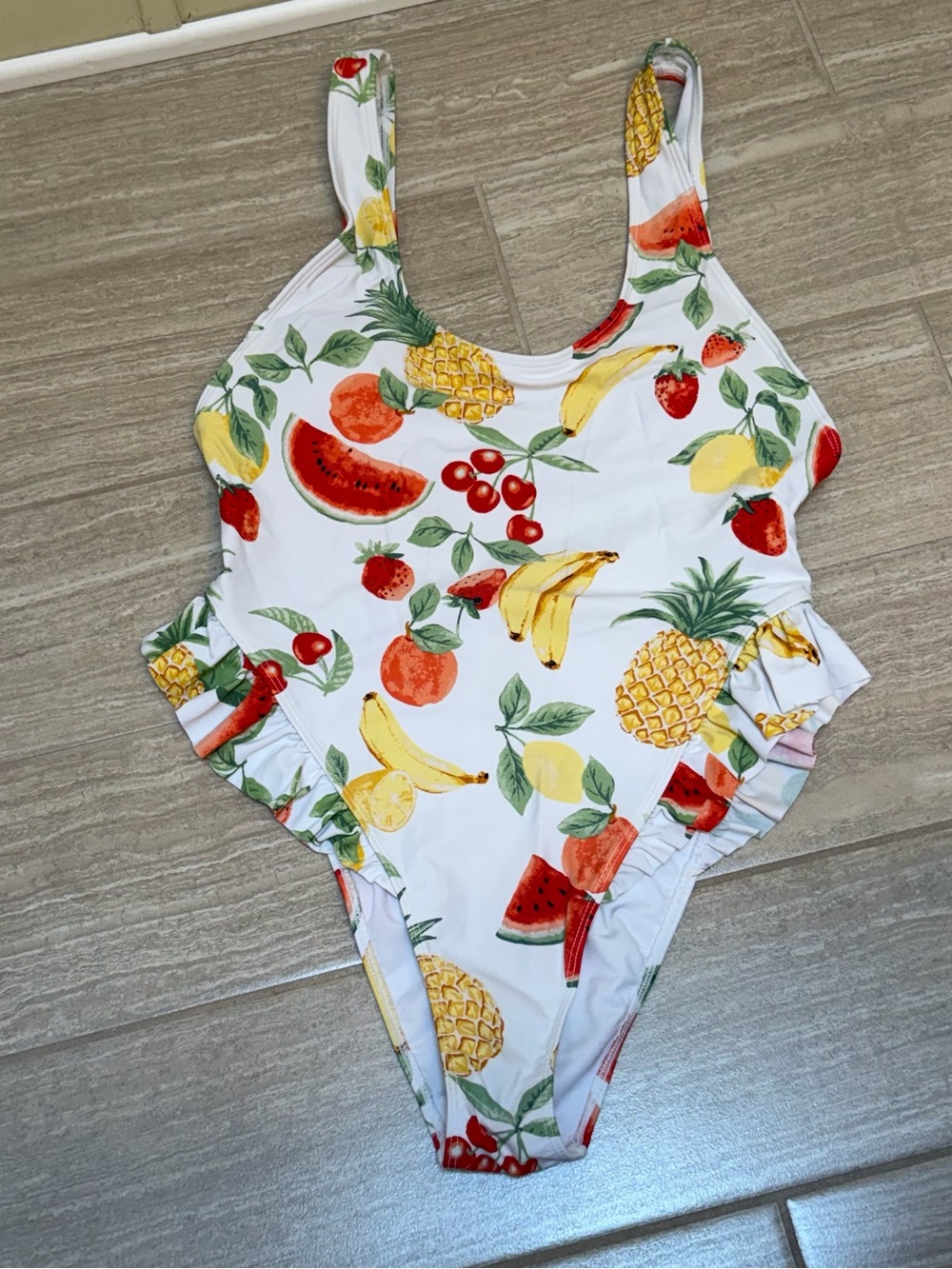Forever 21 White fruit print Swimwear one piece Size M